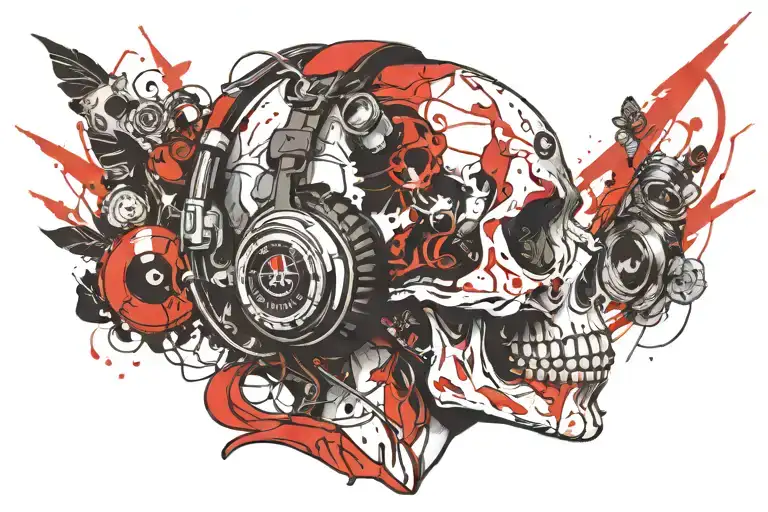 Skull Wife Headset Tilted 45 Degree