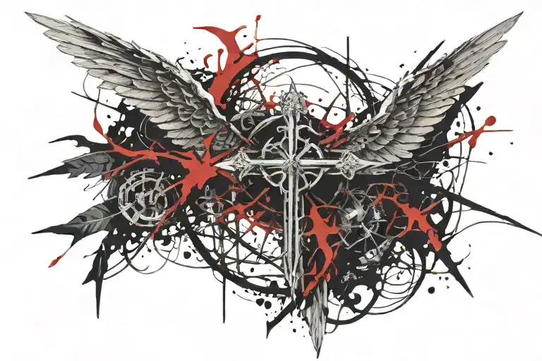 Crown Of Thorns With Wings And Sword