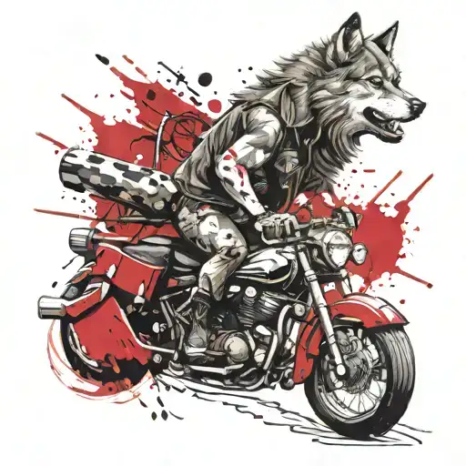 Wolf Riding Motorcycle And Playing Drums