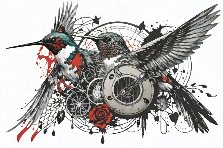 Hummingbird Dream Catcher With Guitar