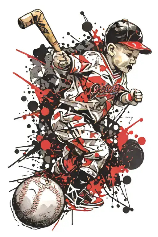 Baby With Baseball Stick