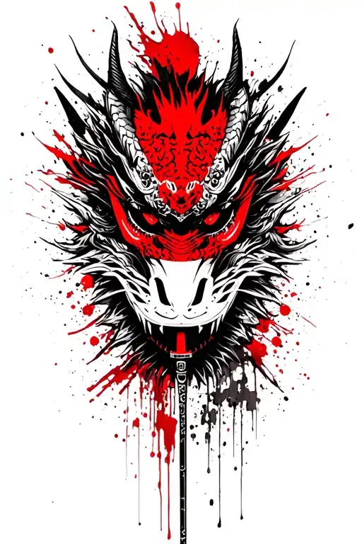 Japan Samurai Dragon Katana Mask