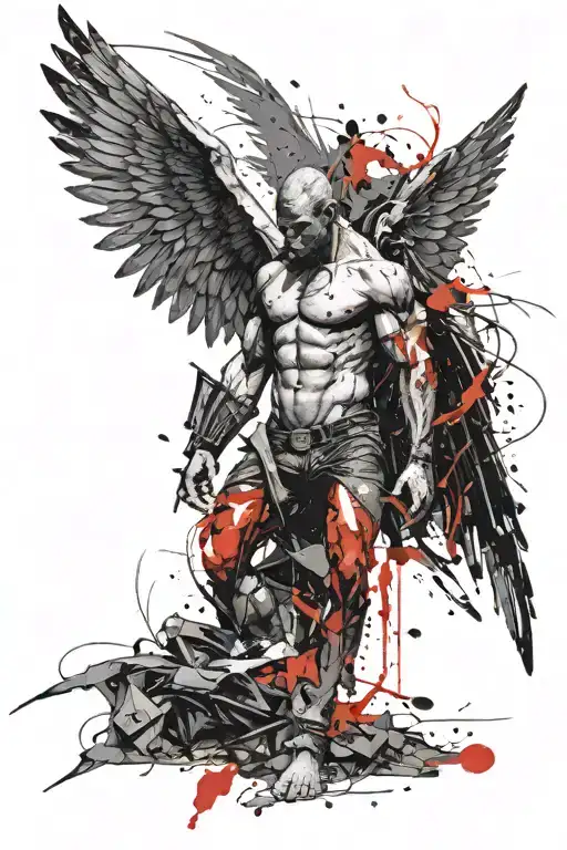 A Muscular Fallen Angel With Wings