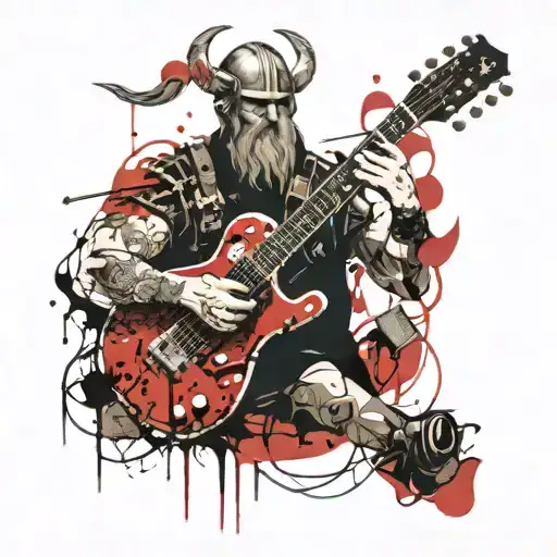 Viking Warrior And Guitar And Axe Embedded