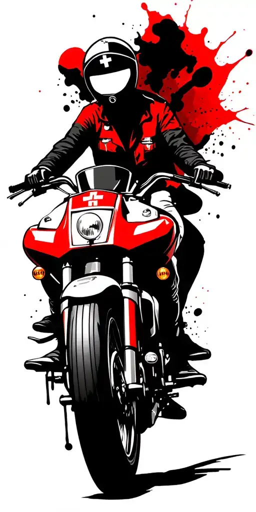 Registered Nurse Paramedic Riding A Motorcycle