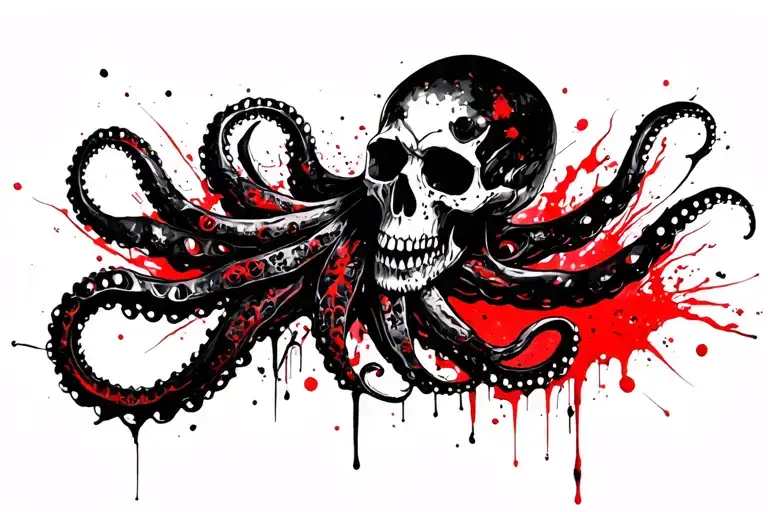 Kraken Whit Skulls