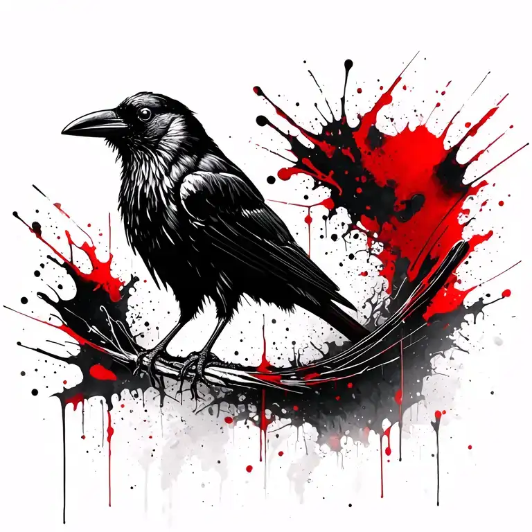 Crow With Open Withgs For Neck