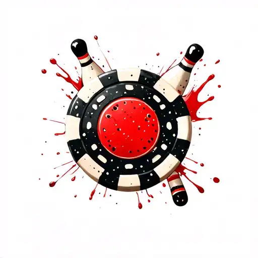 Poker Chip With Bowling Pins In The Background