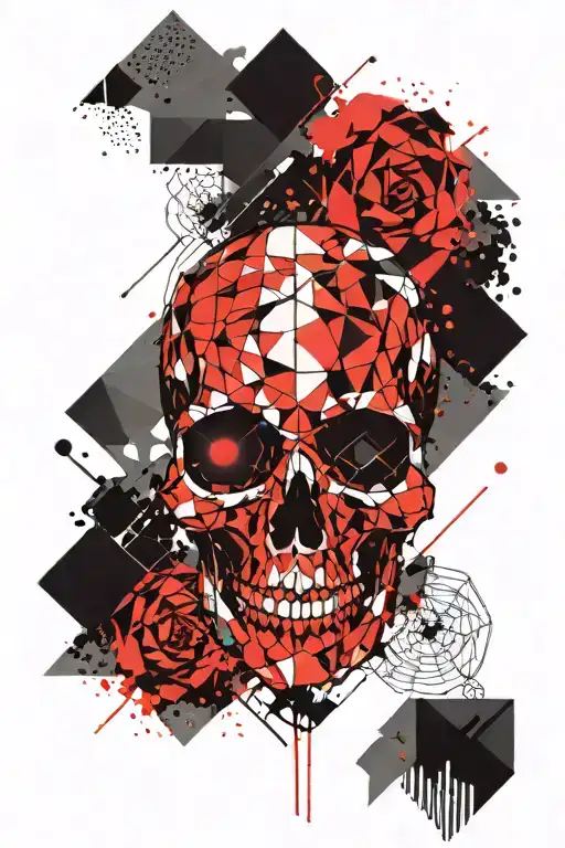Scull Made From Rombuses Pattern Space With Geometric Pattern