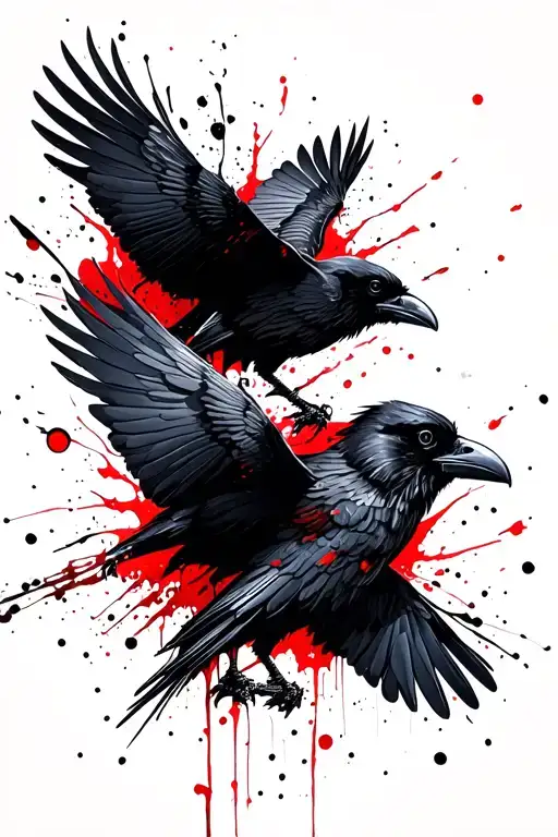 Western Cowboy Ravens Huginn And Muninn Flying