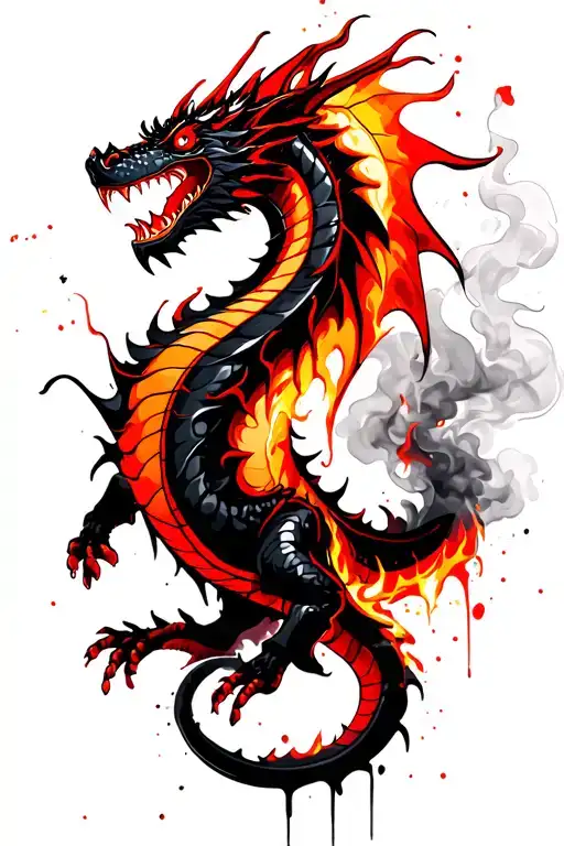 Dragon With Smoke And Fire