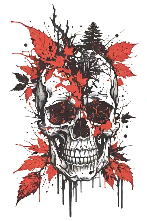 Skull And Forest Trees Background Looking