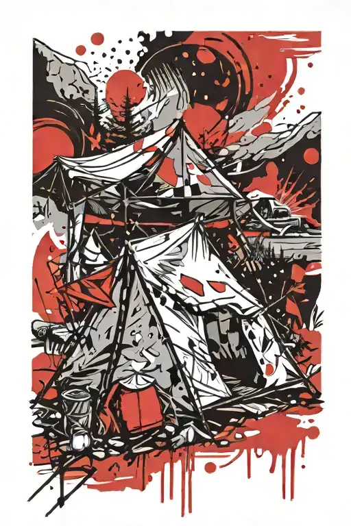 Camping Scene With A Tent