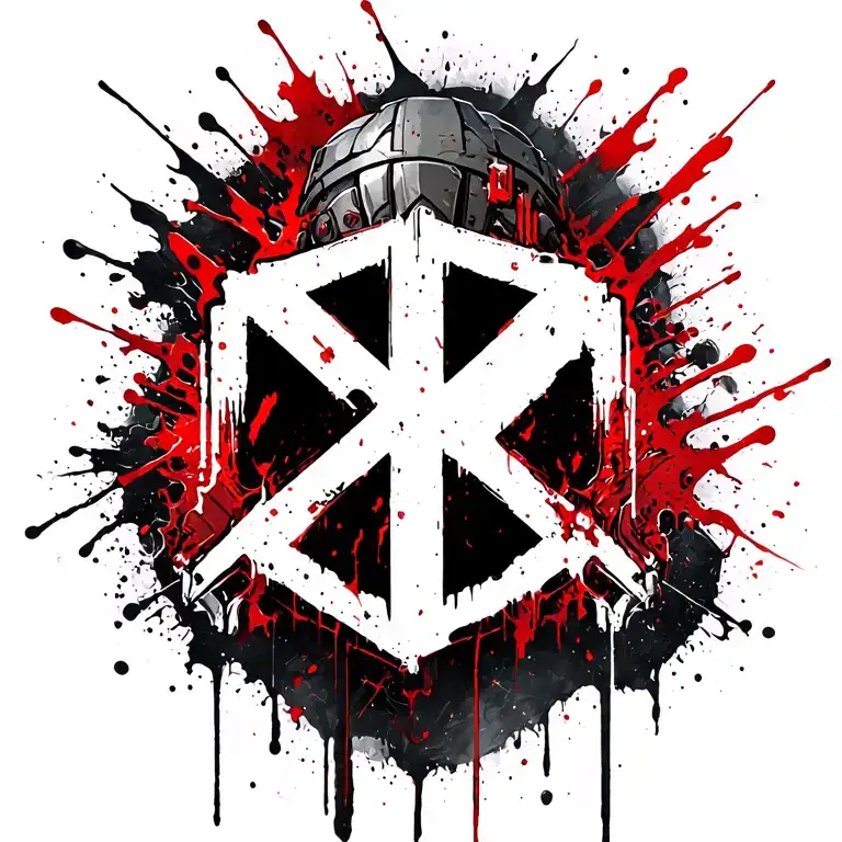 Doom Slayer Video Game With Rune Symbols