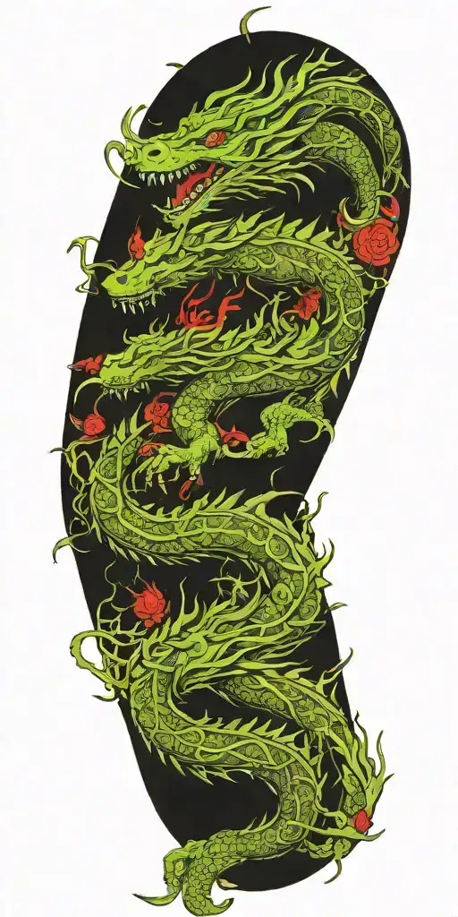 Chinese Zodiac Wood Dragon Tattoo Featuring Strength Wisdom Forest And Natural Elements