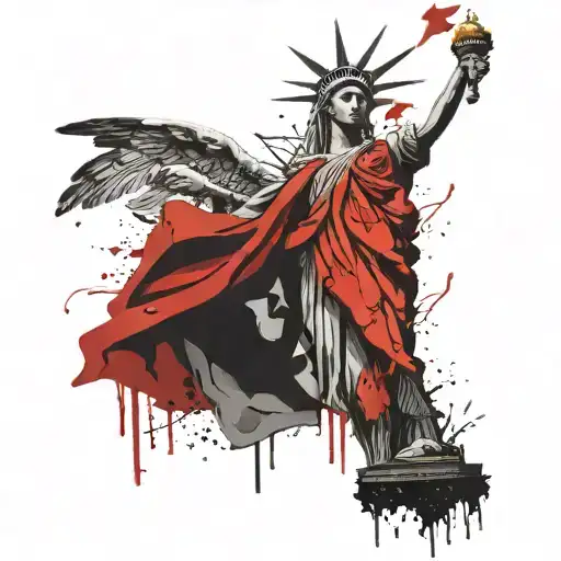 Statue Of Liberty Angel Blindfolded Hooded Woman Holding