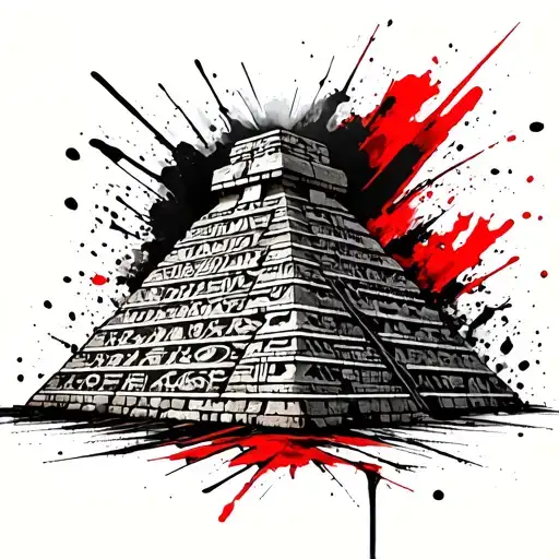 A Mayan Pyramid With Egyptian Hieroglyphs Representing Strength And Resilience