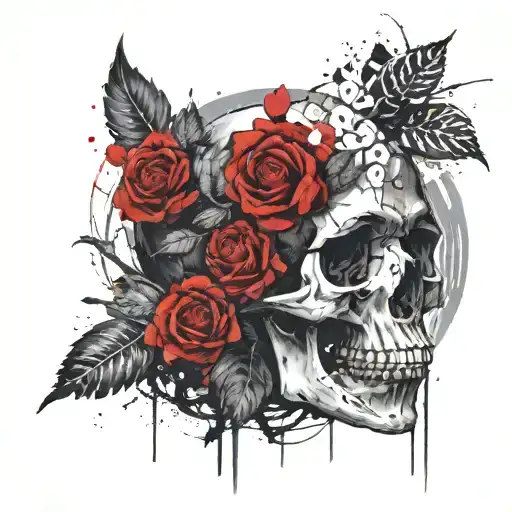Skull Surrounded By Roses