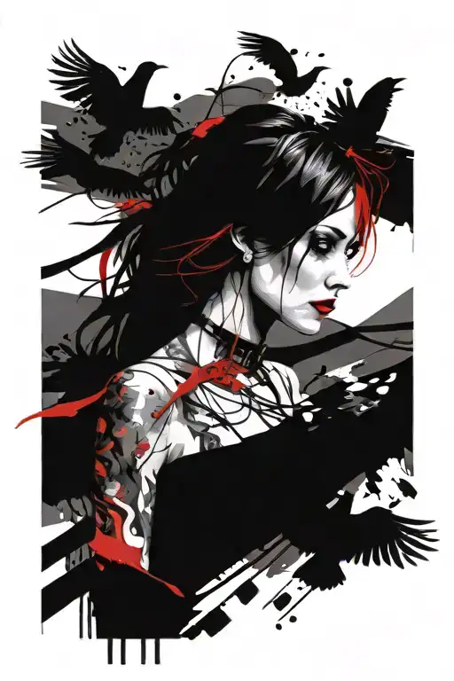 Beautiful Gothic Girl With Crows