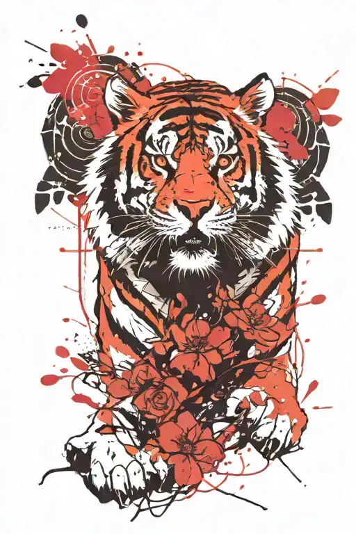 Japanese Tiger Floreal Background
