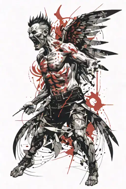Screaming Man With Demon Wing
