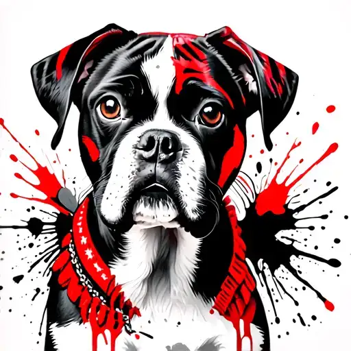 Boxer Puppy With Indian War Paint And Head Dress