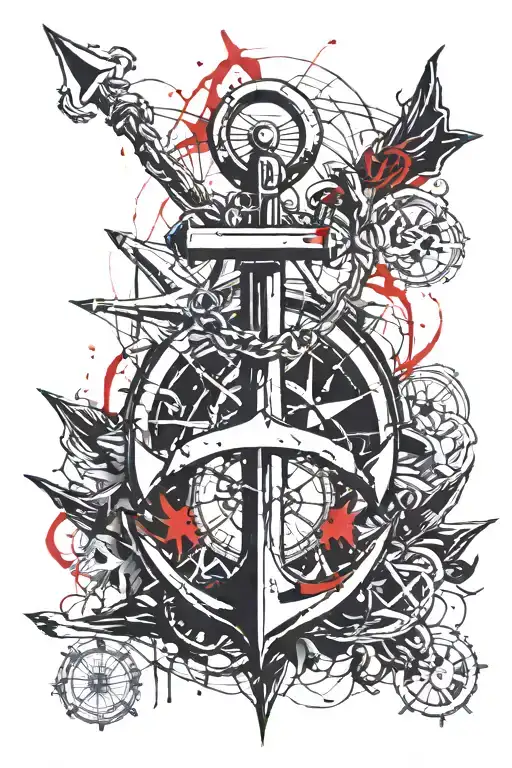 Anchor Heartbeat Line Compass Rose