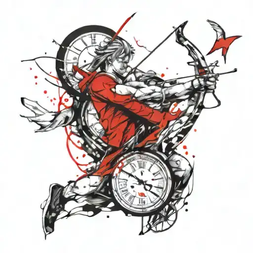 Clock And Sagittarius Archer Riding