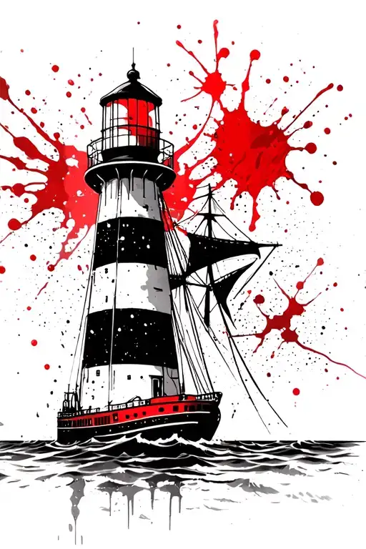 Lighthouse Guiding Ships Helm And Nautical