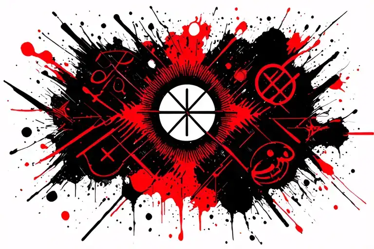 Symbolic Line Tattoo With Symbols Intertwined