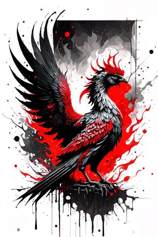 Paper Phoenix Rising From Flames