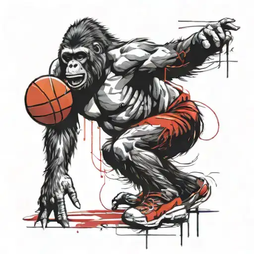 Gorilla Playing Basketball