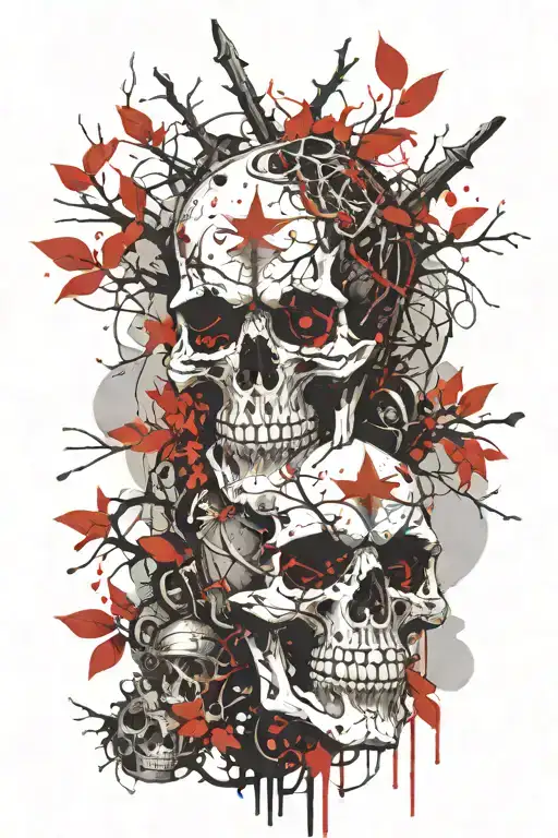 Skull And Knight Tree Background