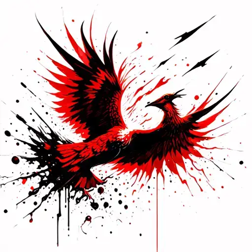 Phoenix Rising From Ashes Flying