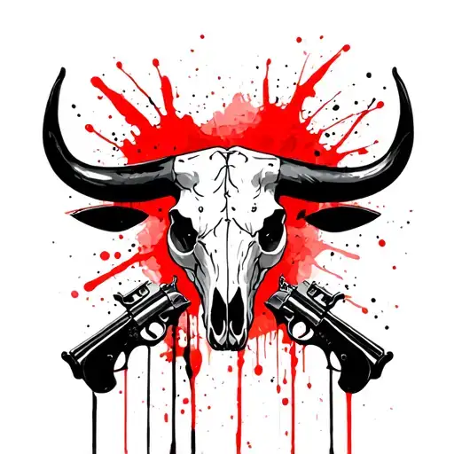 Bull Skull Cactus Horse Guns