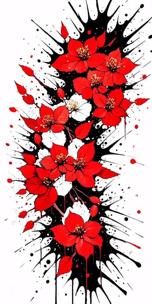 Sakura Branch With Leaves Falling