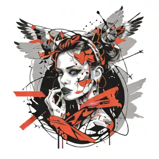 Head Of Polish Tattoo Girl Reading Book