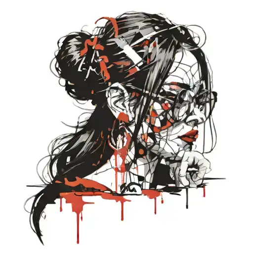 Girl With Long Black Hair And 00 Gaged Earrings And Glasses Reading Book That Covers Face