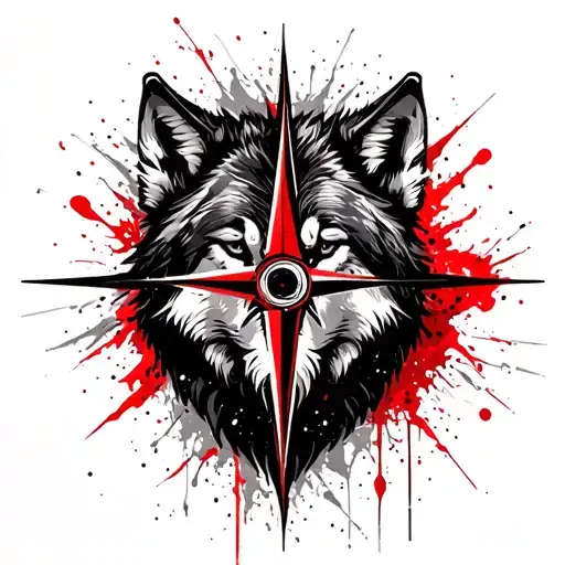 Wolf And Compass Intertwined