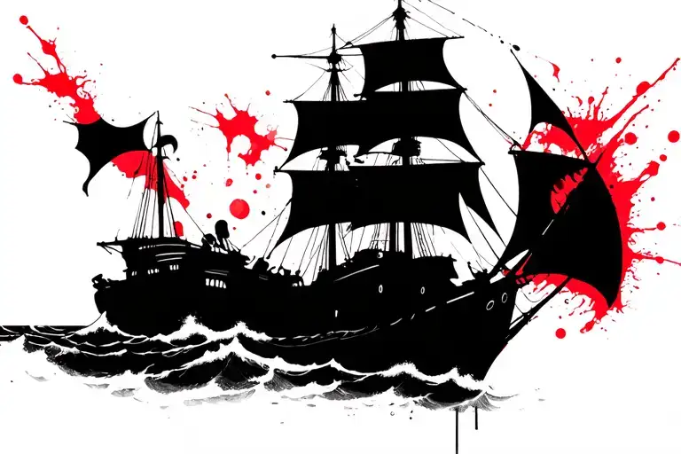 Japanese Pirate Ship Sailing