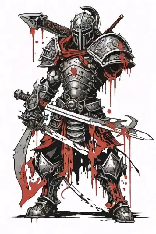 Anime Berserker In Armor Holding A Sword