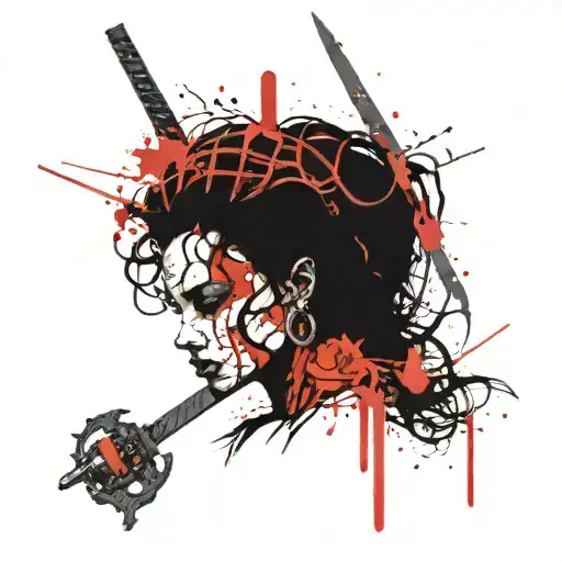 The Blind Goddess Themis Stands Angry With A Sword And Scales With A Thirst For Blood