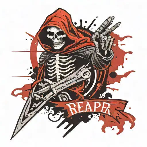 Reaper With Lettering On Knuckles N The Background