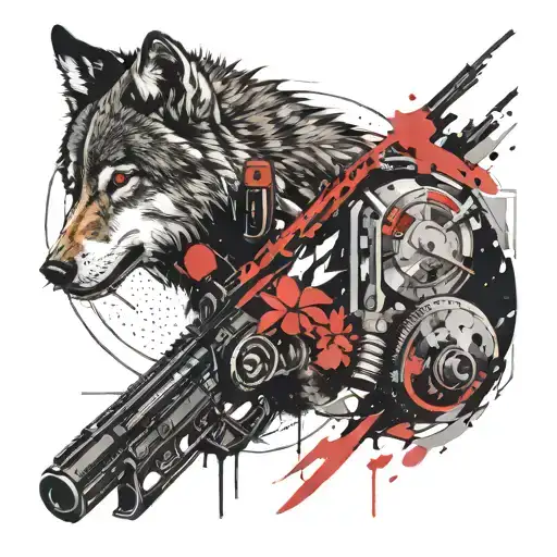 Gun Wolf Night Sky