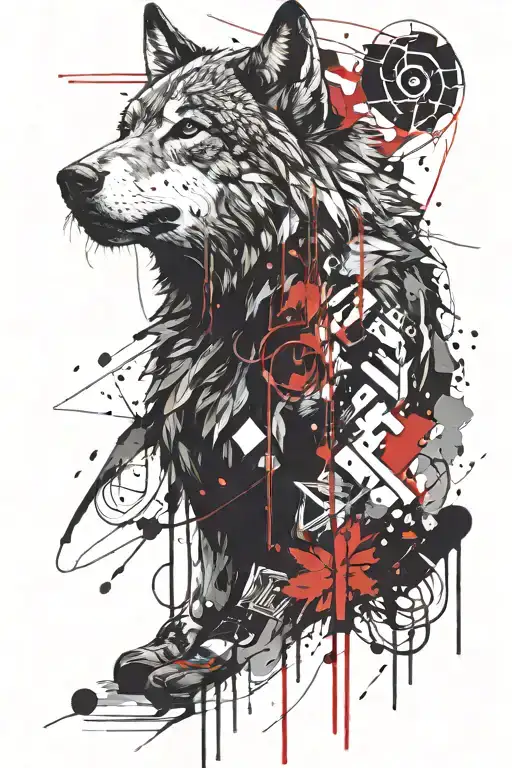 Technology Fantasy With Wolf Head