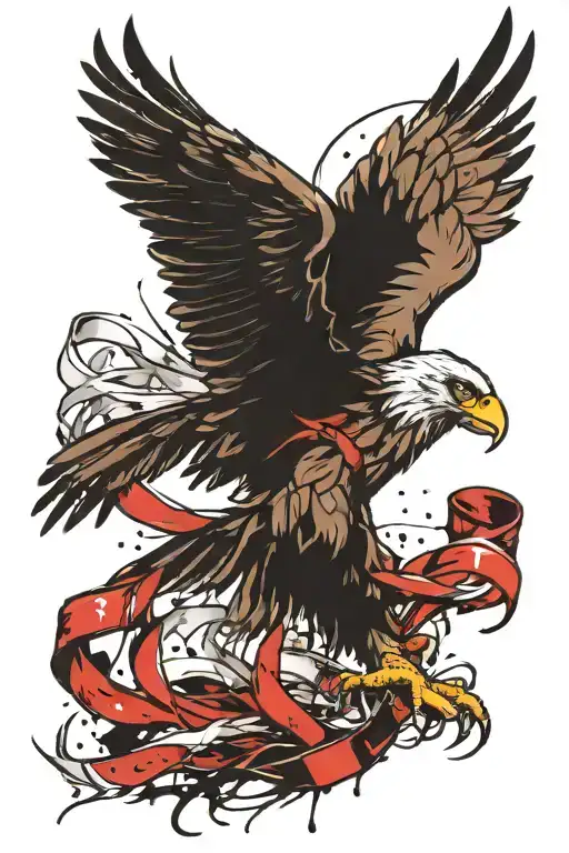Polish Eagle Holding Ribbon Intertwined
