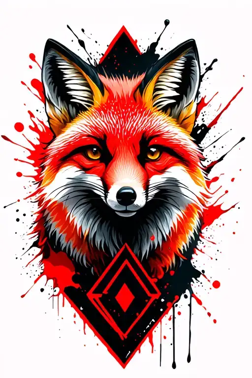 A Fox With A Diamond-shaped Symbol In The Style Of The National Bedarussian Identity
