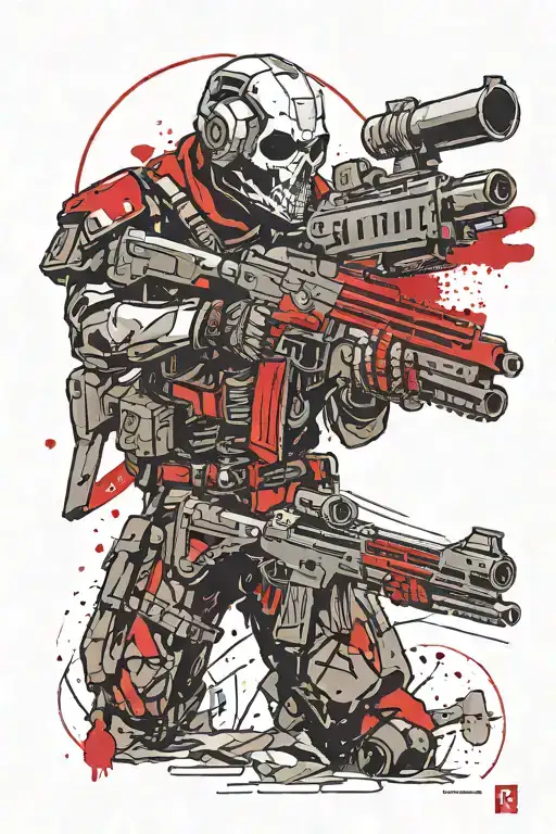 Destiny Hunter Holding Bad Juju Pulse Rifle With The Raid Death Skull