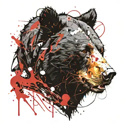 Black Bear Head Growling With Claw Marks