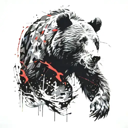 Abstract Black Bear Head Roaring